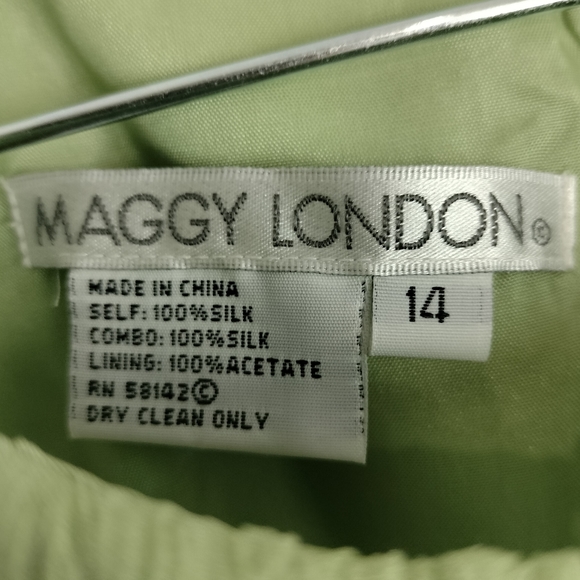 Vintage Maggy London Crepe Silk Overlay High Cut Neckline Midi Dress Sz. 14 - Picture 12 of 12